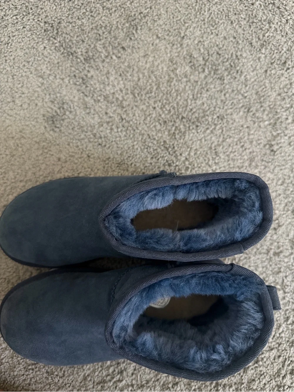 UGG Navy Suede Short Boot with Shearling